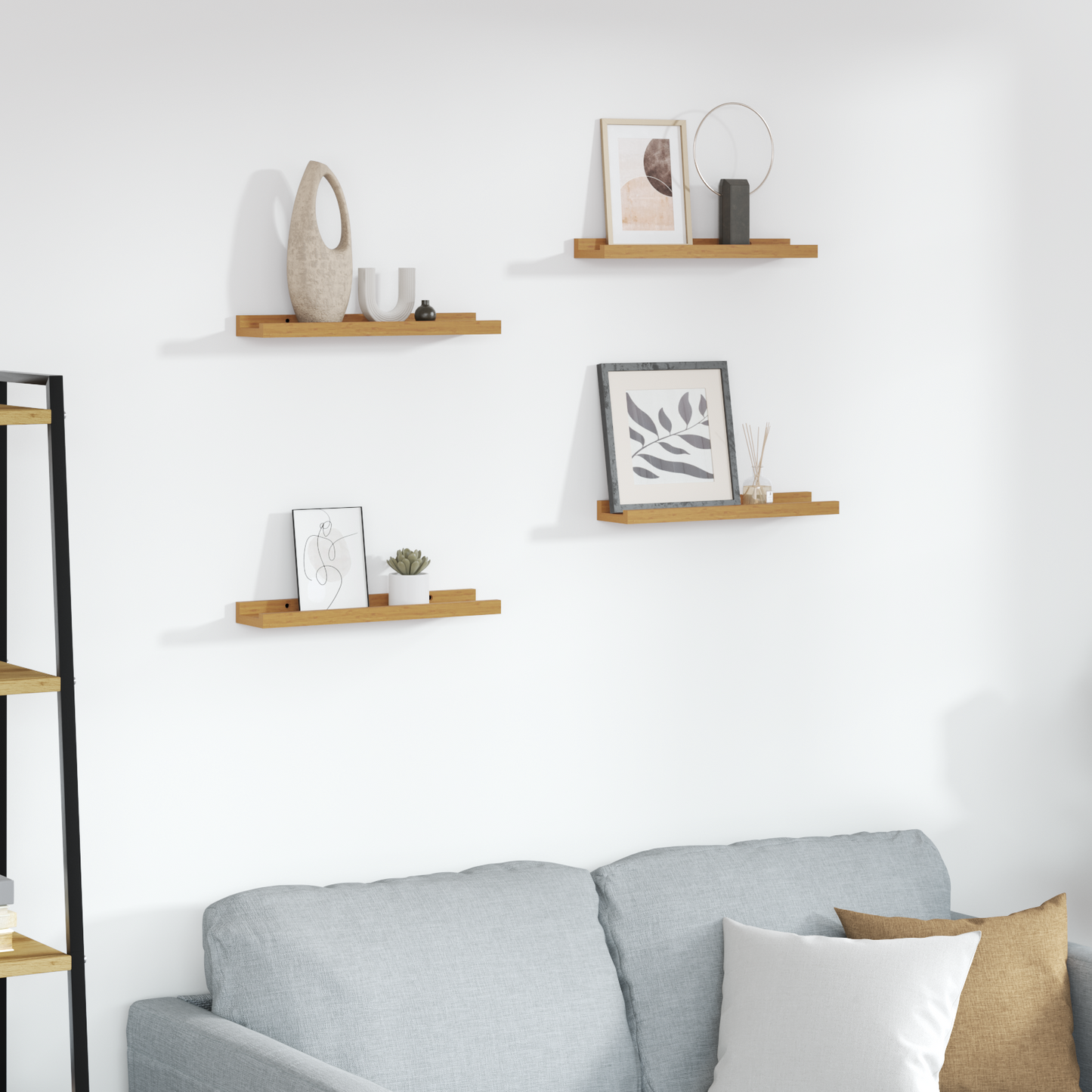 Wall Shelf with Shelf 4 pcs Beige 40 x 9 x 3 cm Engineered Wood