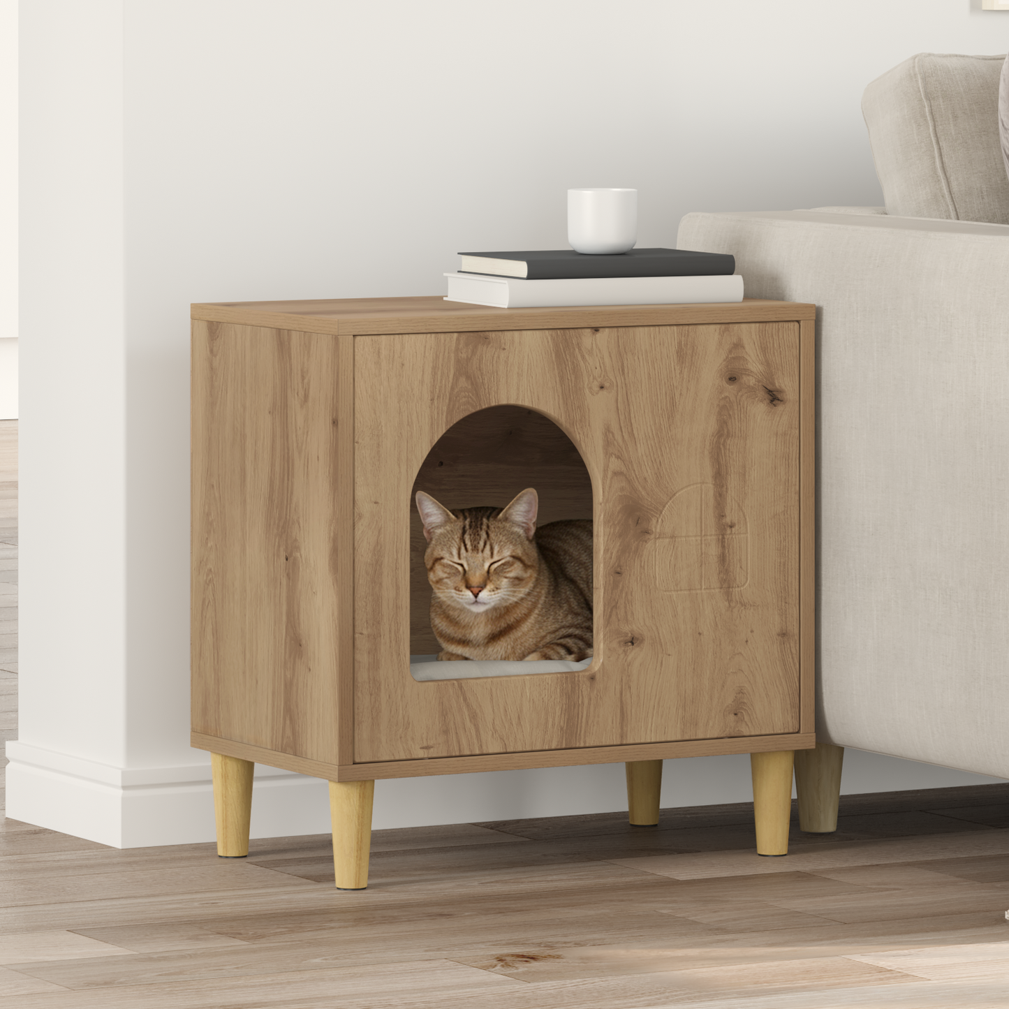 Cat House Artisian Oak 51 x 30 x 52 cm Engineered Wood