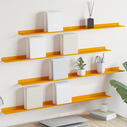Floating Shelf 4 pcs Mustard Yellow 100 x 9 x 2.5 cm Steel