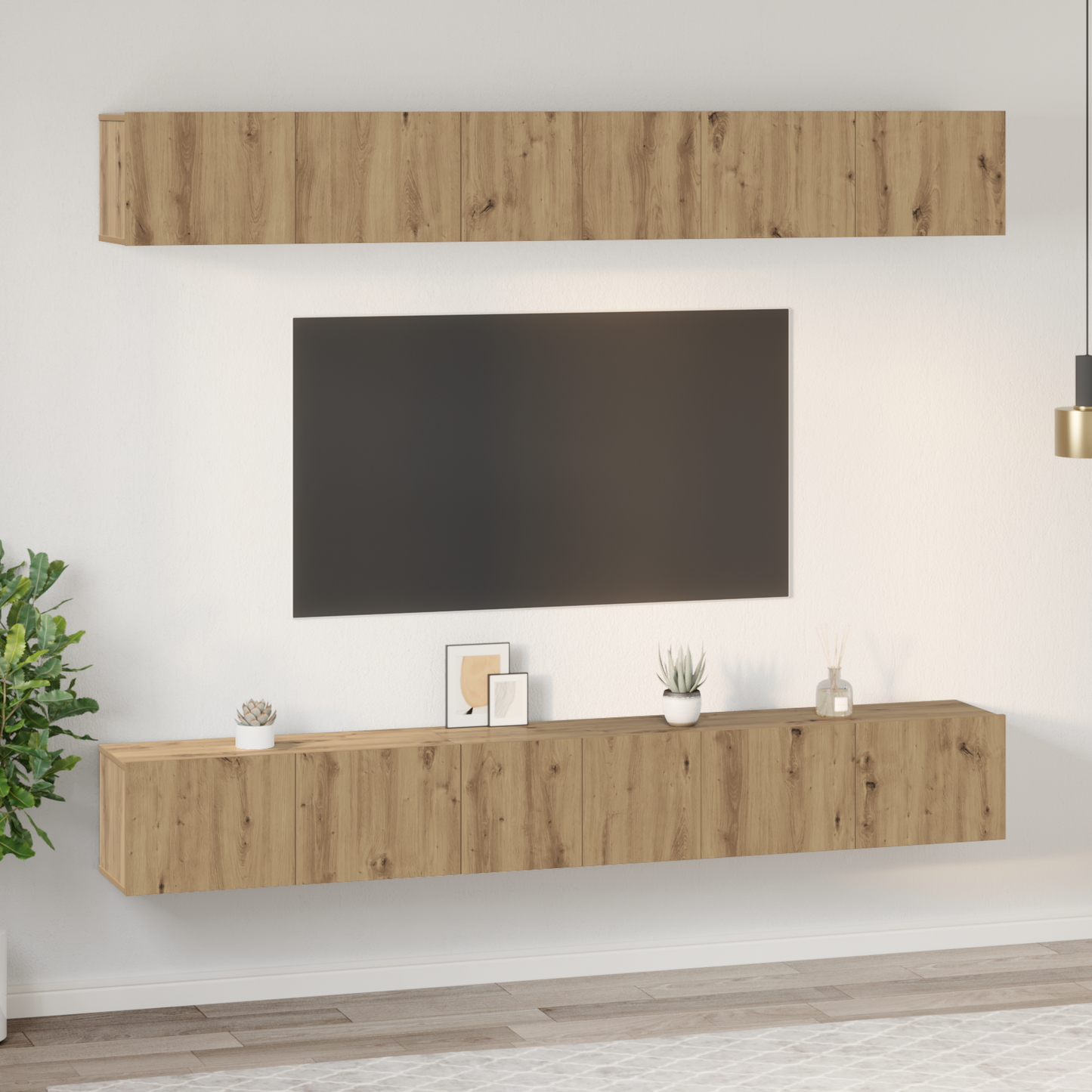 TV Cabinet Set Wall-mounted 6 pcs Artisan Oak Engineered Wood