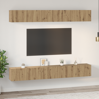 TV Cabinet Set Wall-mounted 6 pcs Artisan Oak Engineered Wood