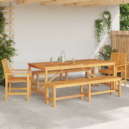 Garden Dining Set 5 pcs Brown Solid Acacia Wood