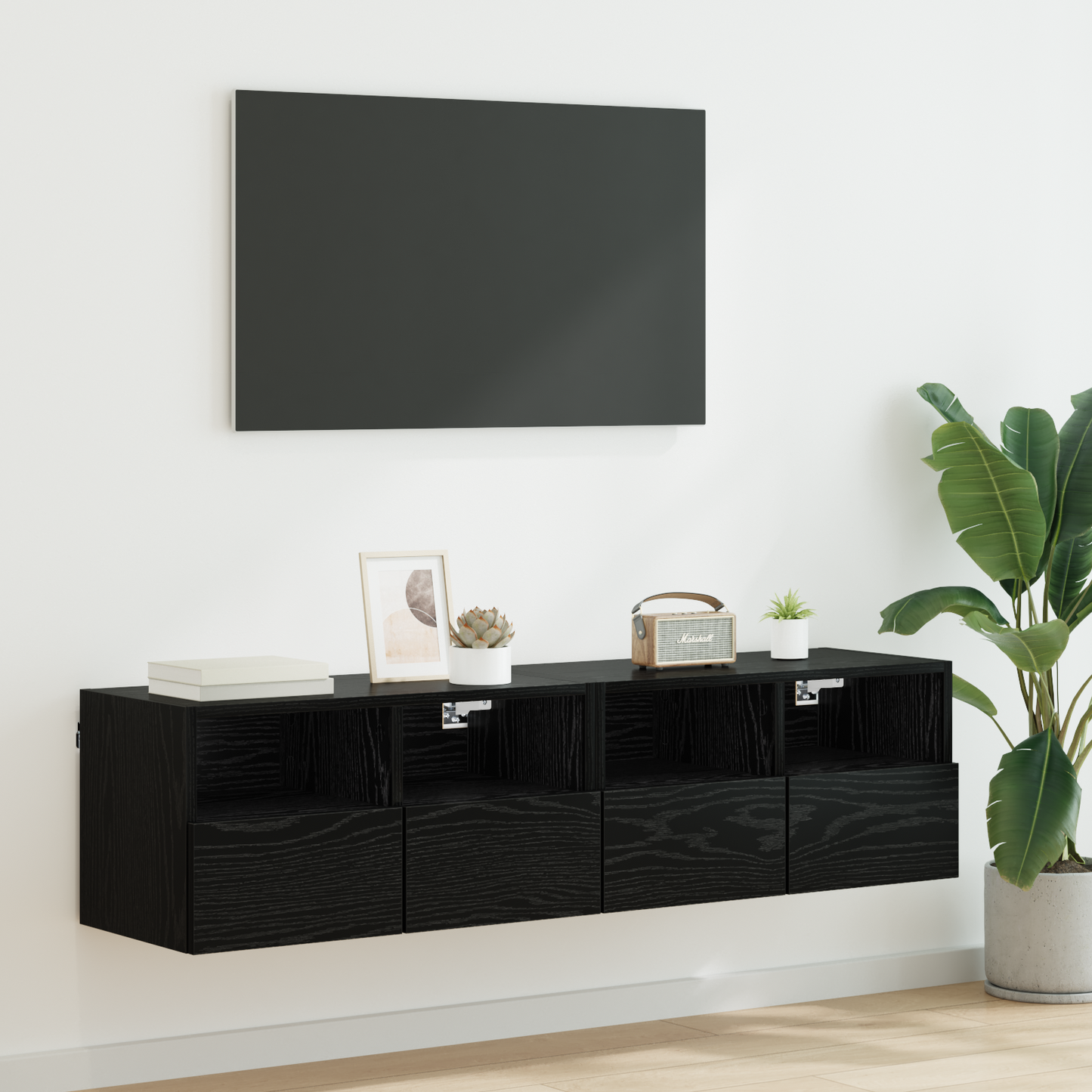 TV Wall Cabinets Wall-mounted 2 pcs Black Oak 60 x 30 x 30 cm