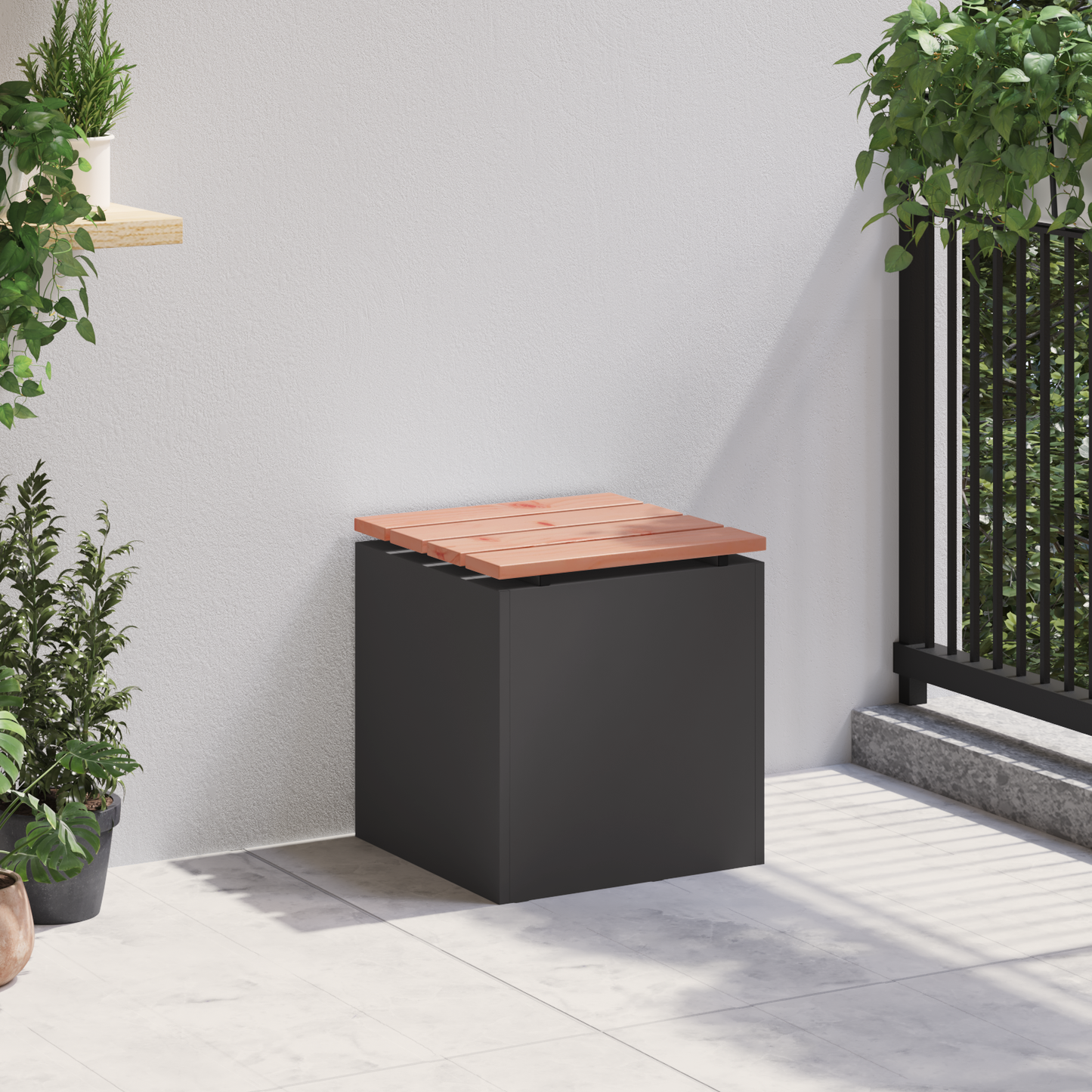 Garden Bench Black 40 x 40 x 43 cm Steel