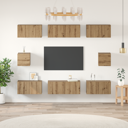 TV Cabinet Set Wall-mounted 8 pcs Artisan Oak Engineered Wood