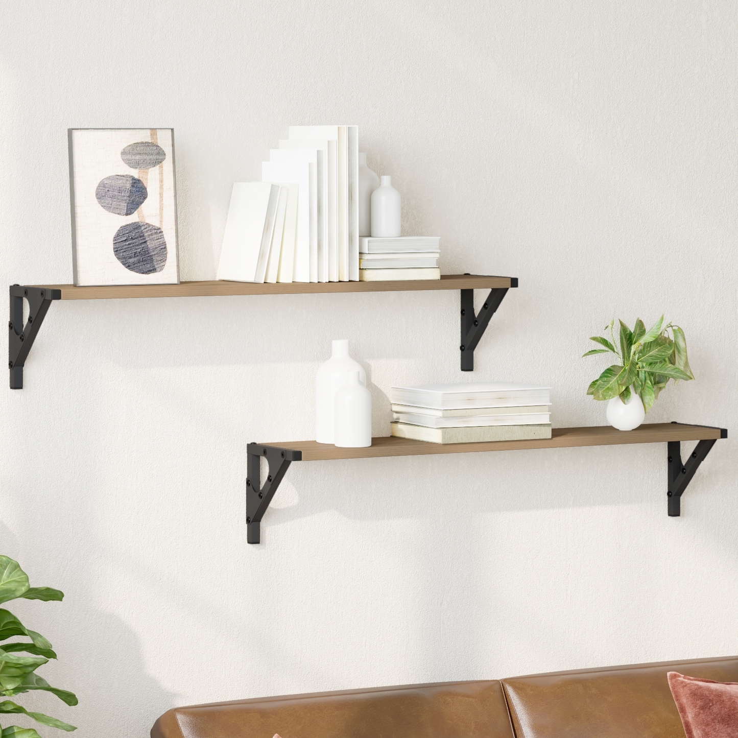 Wall Shelves with Shelf 2 pcs Artisan Oak 80 x 15 x 15.5 cm