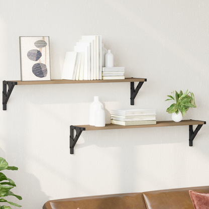 Wall Shelves with Shelf 2 pcs Artisan Oak 80 x 15 x 15.5 cm