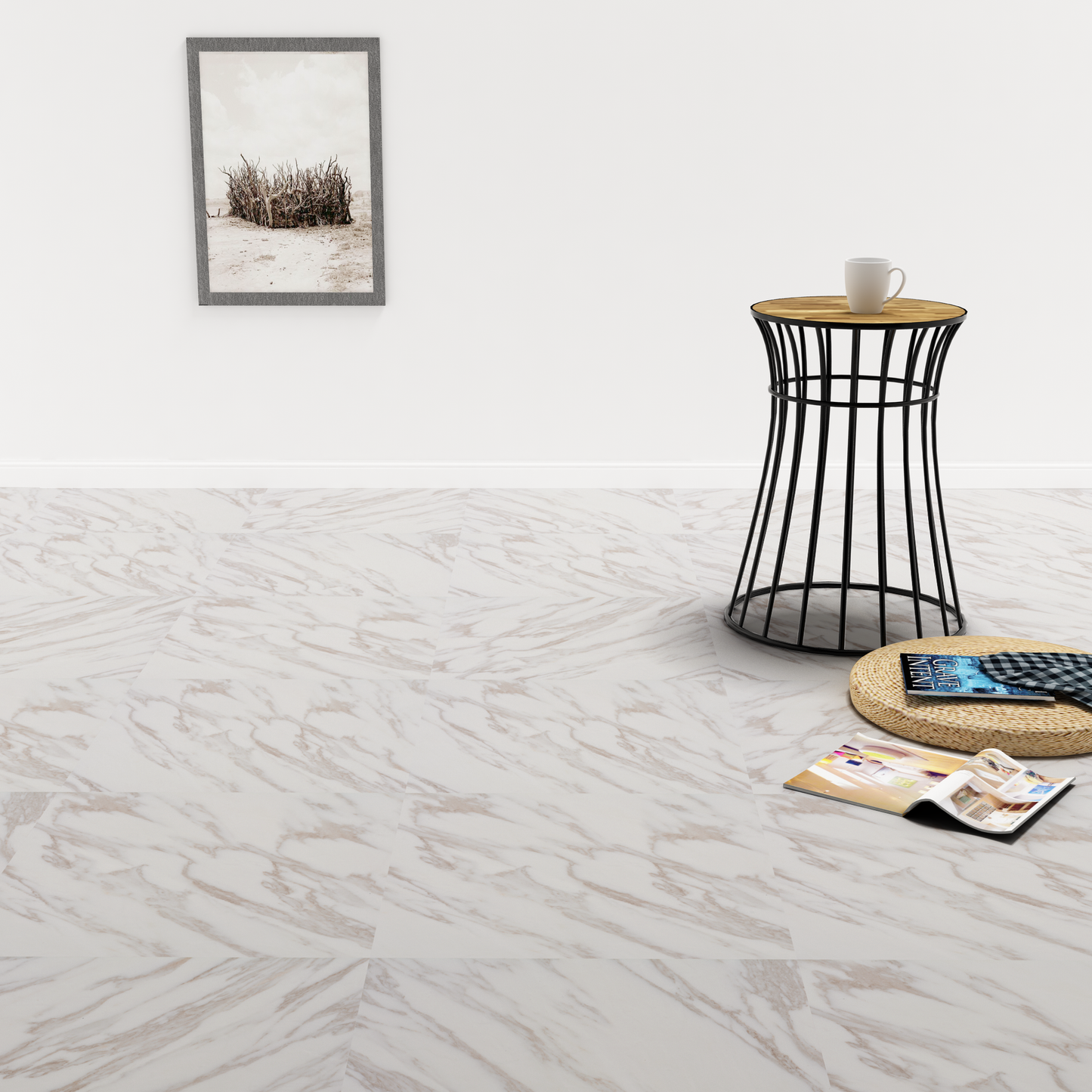 Flooring Planks 5.11 m² 55 pcs PVC White Marble
