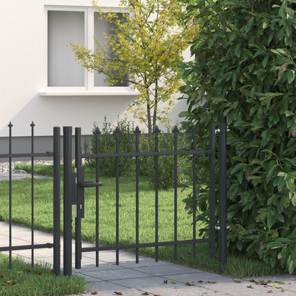 Fence Gate BOXTEL 103 x 124.5 cm Powder-Coated Steel Grey
