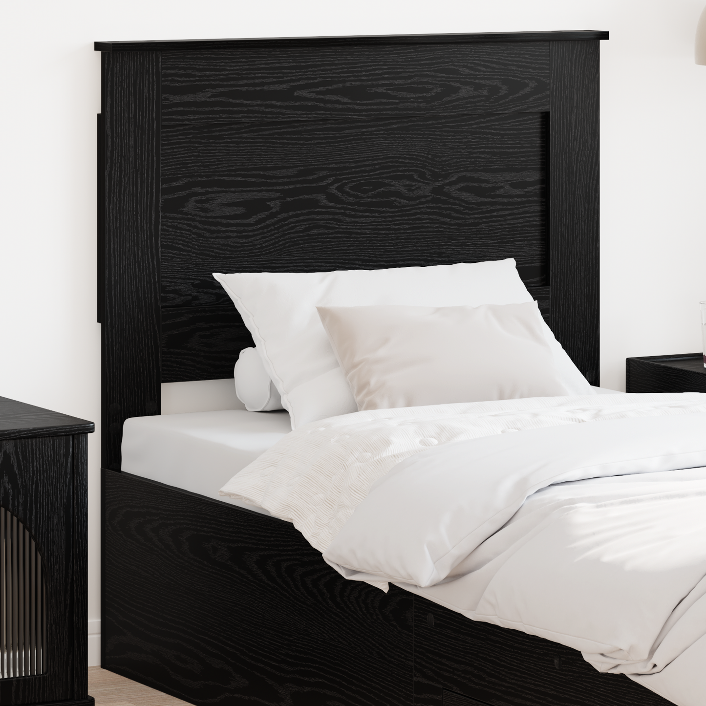 Headboard with Headboard Black Oak 90 cm Engineered Wood