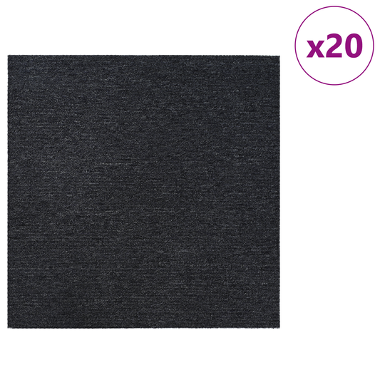 Carpet Tile Dark Grey 50 x 50 cm 20 pcs PP and Bitumen