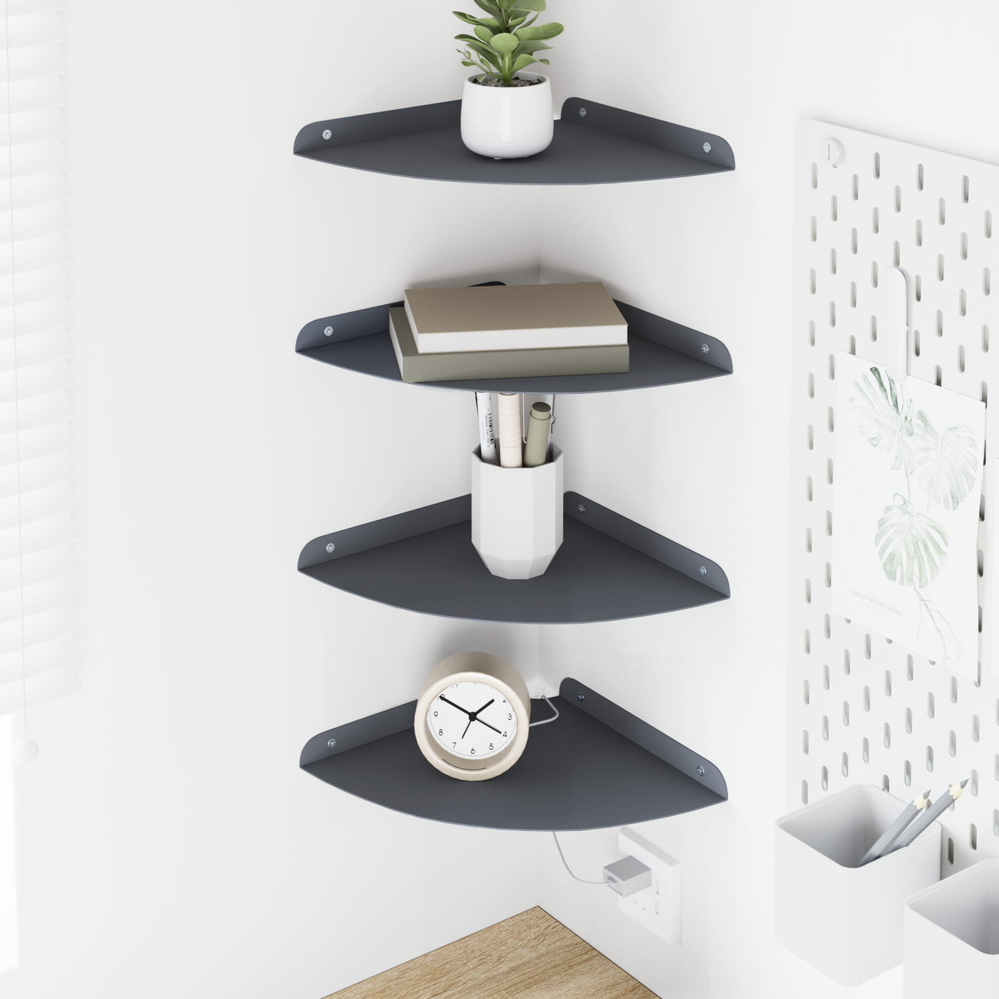 Corner Floating Shelf Corner Mount 4 pcs Anthracite