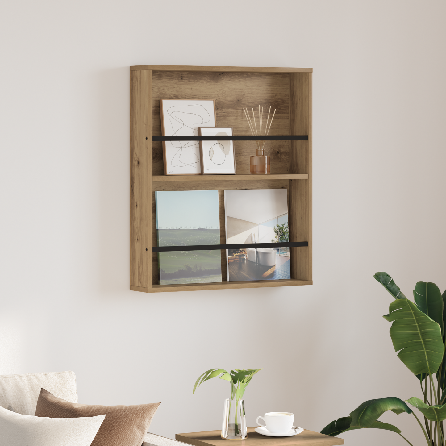 Magazine Rack Artisan Oak 60 x 12 x 70 cm Engineered Wood