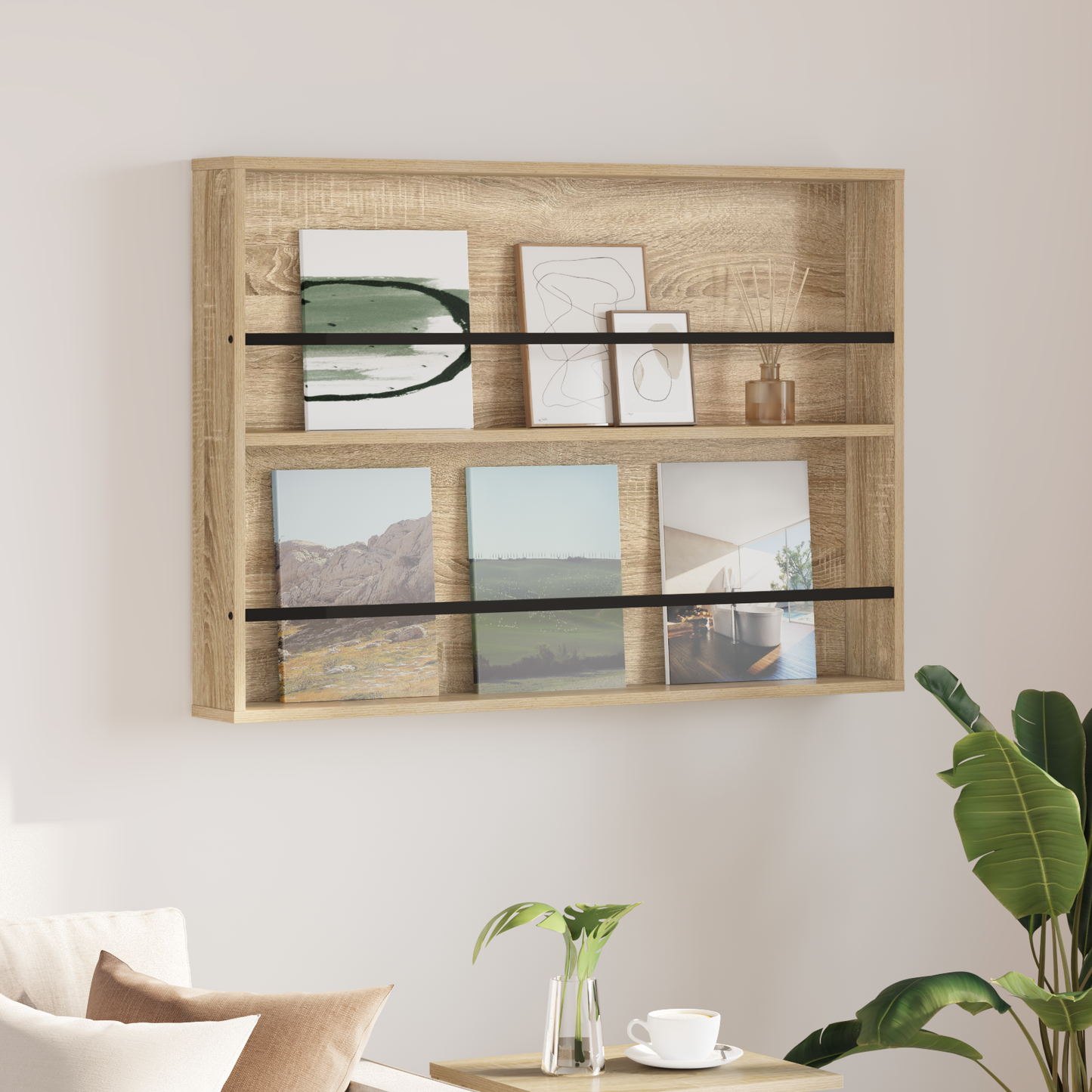 Magazine Rack Sonoma Oak 100 x 12 x 70 cm Engineered Wood