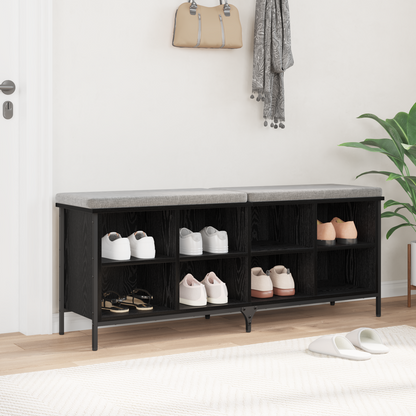 Shoe Cabinet with Shelf with Storage Black Oak 131 x 35 x 50 cm