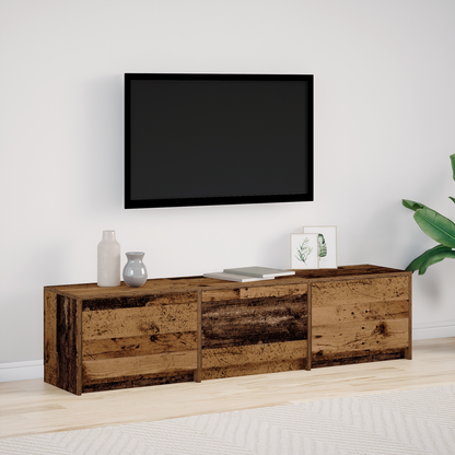 TV Cabinet with LED Old Wood 165 x 34 x 40 cm Engineered Wood