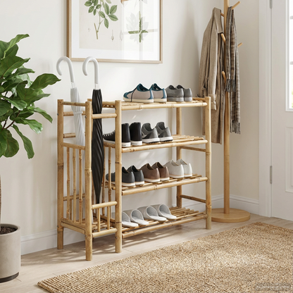 Shoe Rack with Shelf Natural 88 x 27 x 80 cm Bamboo