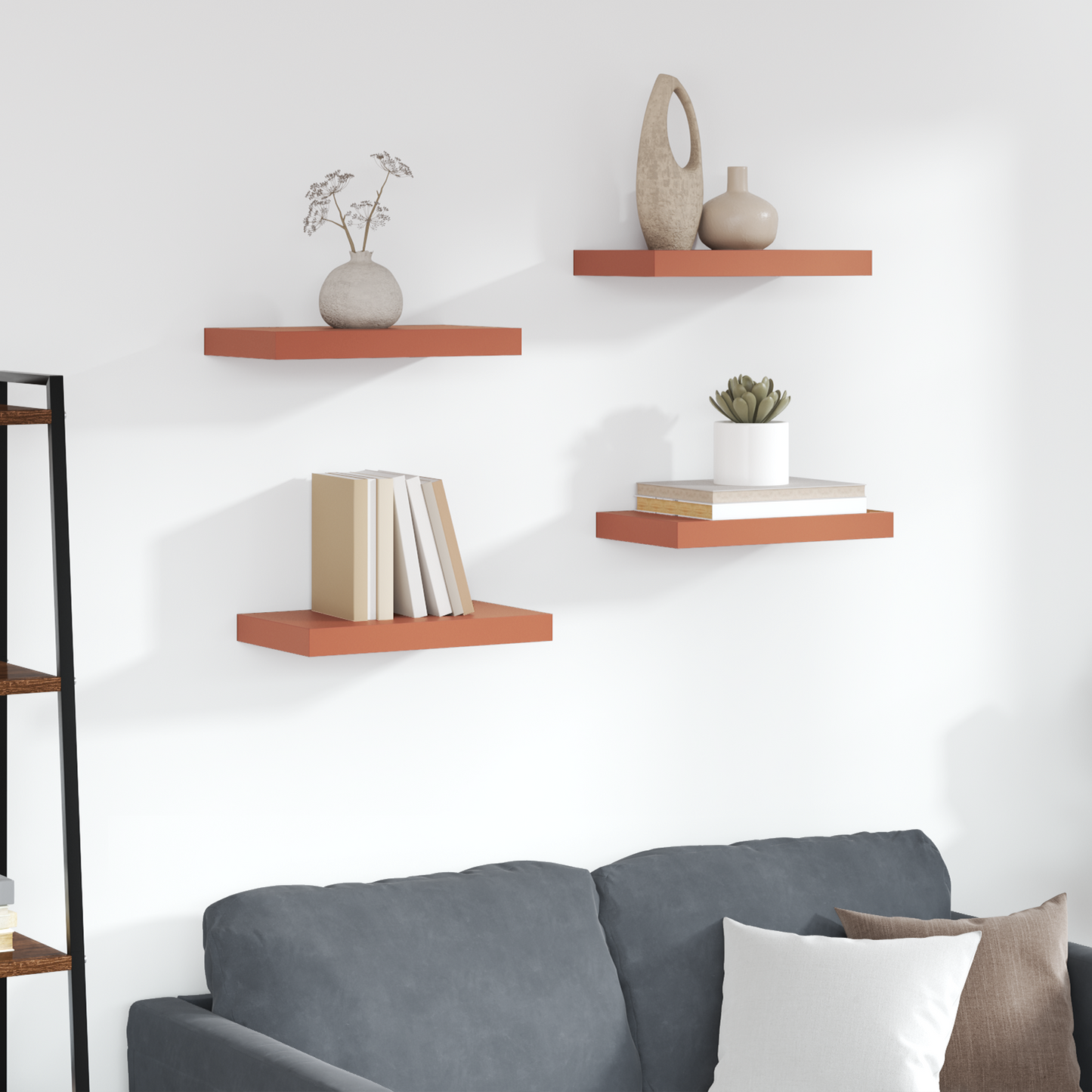 Wall Shelf 4 pcs Red 40 x 23.5 x 4 cm Engineered Wood