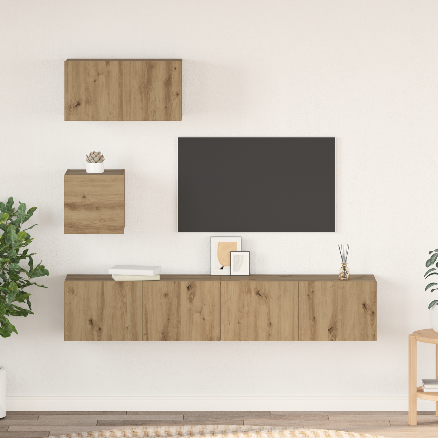 TV Cabinet Set Wall-mounted 3 pcs Artisan Oak Engineered Wood