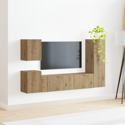 TV Cabinet Set Wall-mounted 4 pcs Artisan Oak Engineered Wood