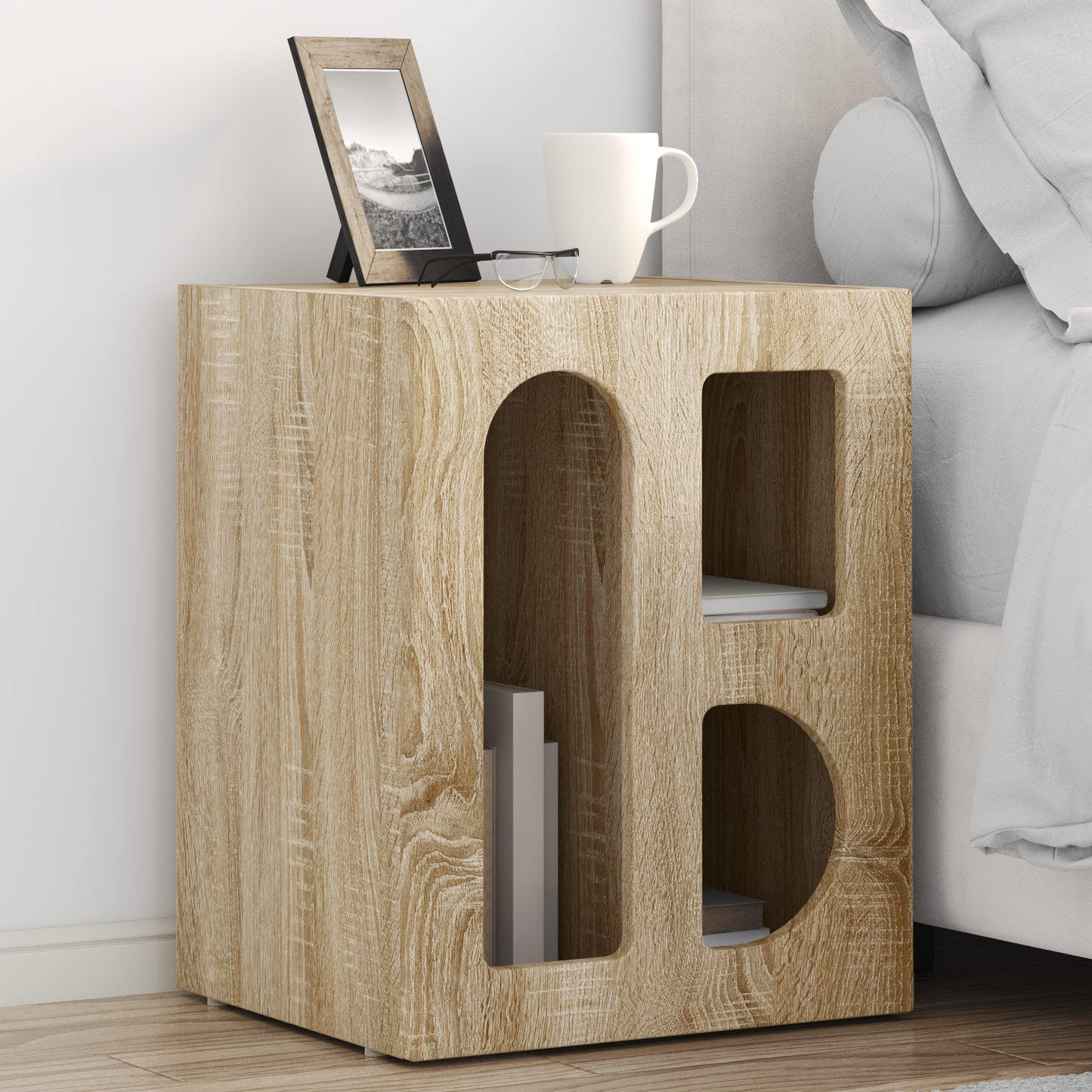 Bedside Table ELST Sonoma Oak 40 x 35 x 50 cm Engineered Wood