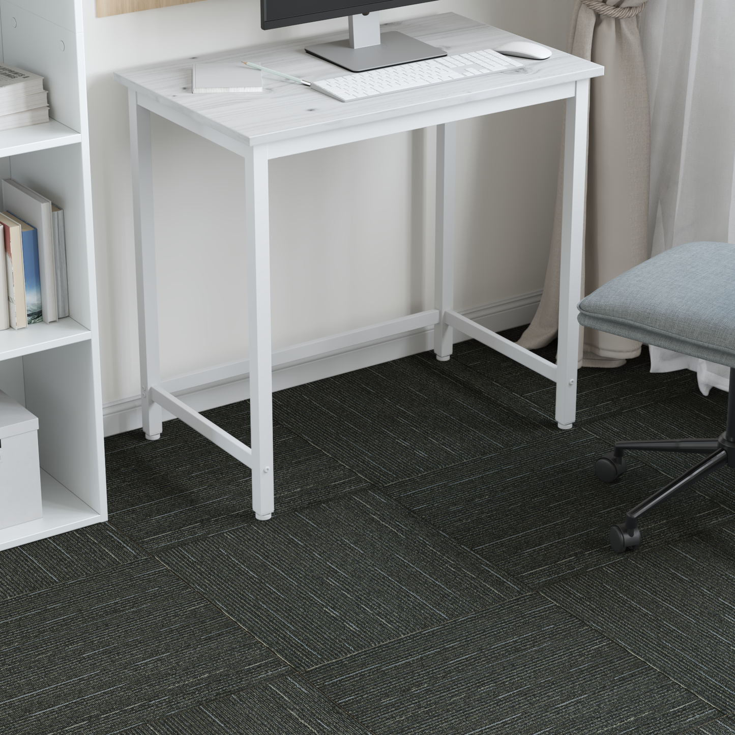 Carpet Tile Striped Light Green 50 x 50 cm 4 pcs PP and Bitumen