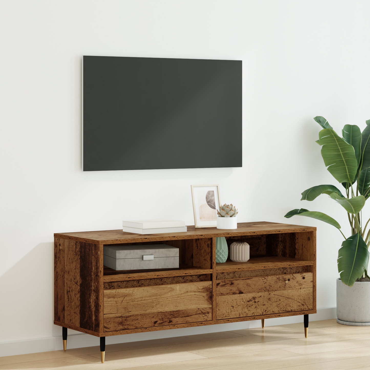 TV Cabinet with Drawer Old Wood 100 x 34.5 x 44.5 cm