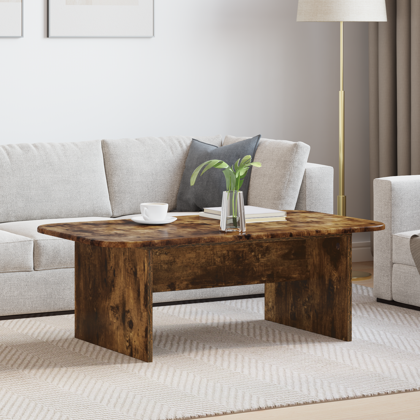 Coffee Table Smoked Oak 93 x 53 x 33 cm Engineered Wood