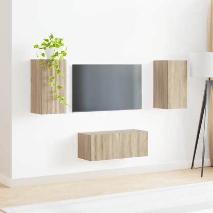 TV Cabinet Set Wall-mounted 2 pcs Sonoma Oak Engineered Wood
