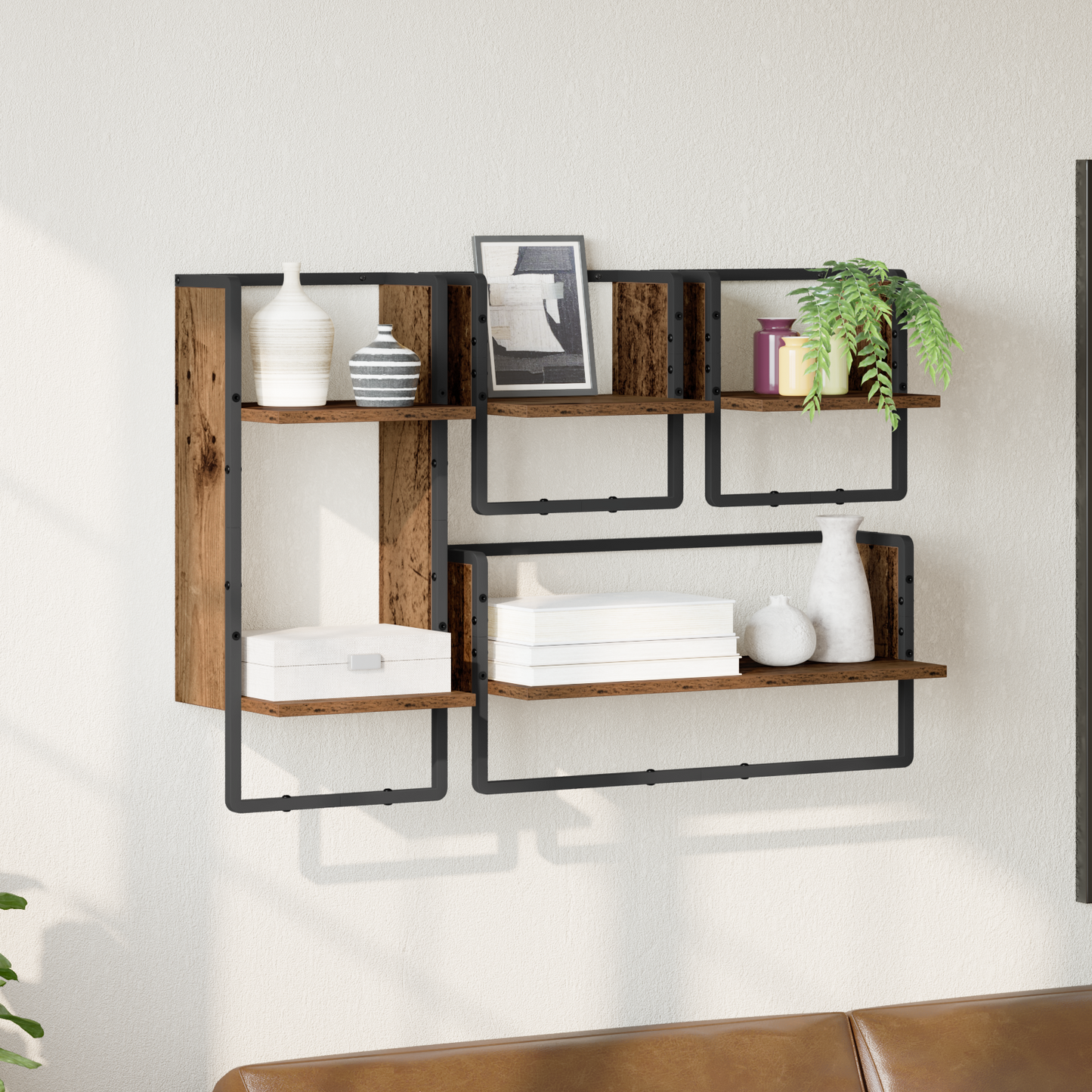 Wall Shelf Set 4 pcs Old Wood 65 x 25 x 30 cm Engineered Wood