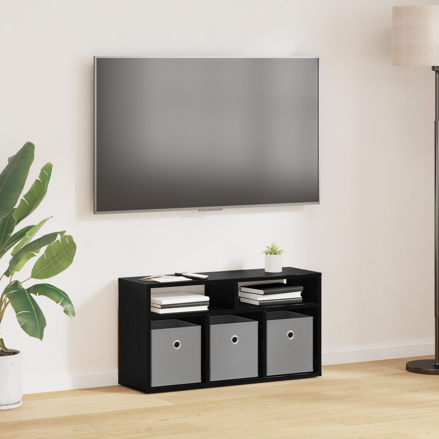 Lowboard with Drawer Black Oak 72 x 22.5 x 38 cm