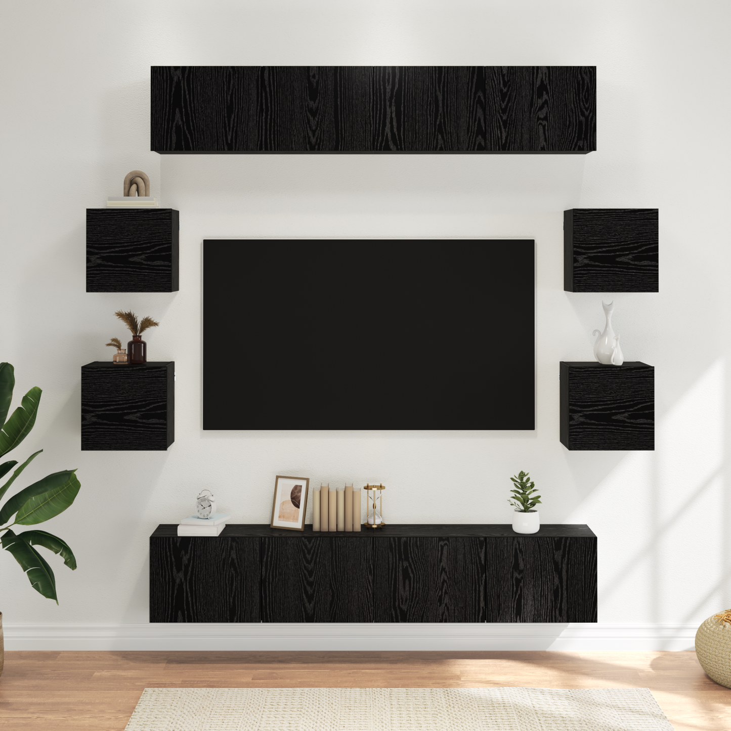 TV Cabinet Set 8 pcs 80 x 30 x 30 cm Black Oak Engineered Wood