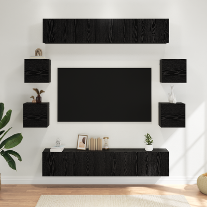 TV Cabinet Set 8 pcs 80 x 30 x 30 cm Black Oak Engineered Wood