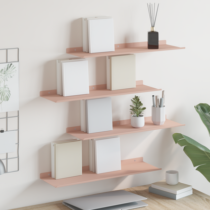 Floating Shelf Wall-mounted 4 pcs Pink 60 x 18 x 2.5 cm Steel