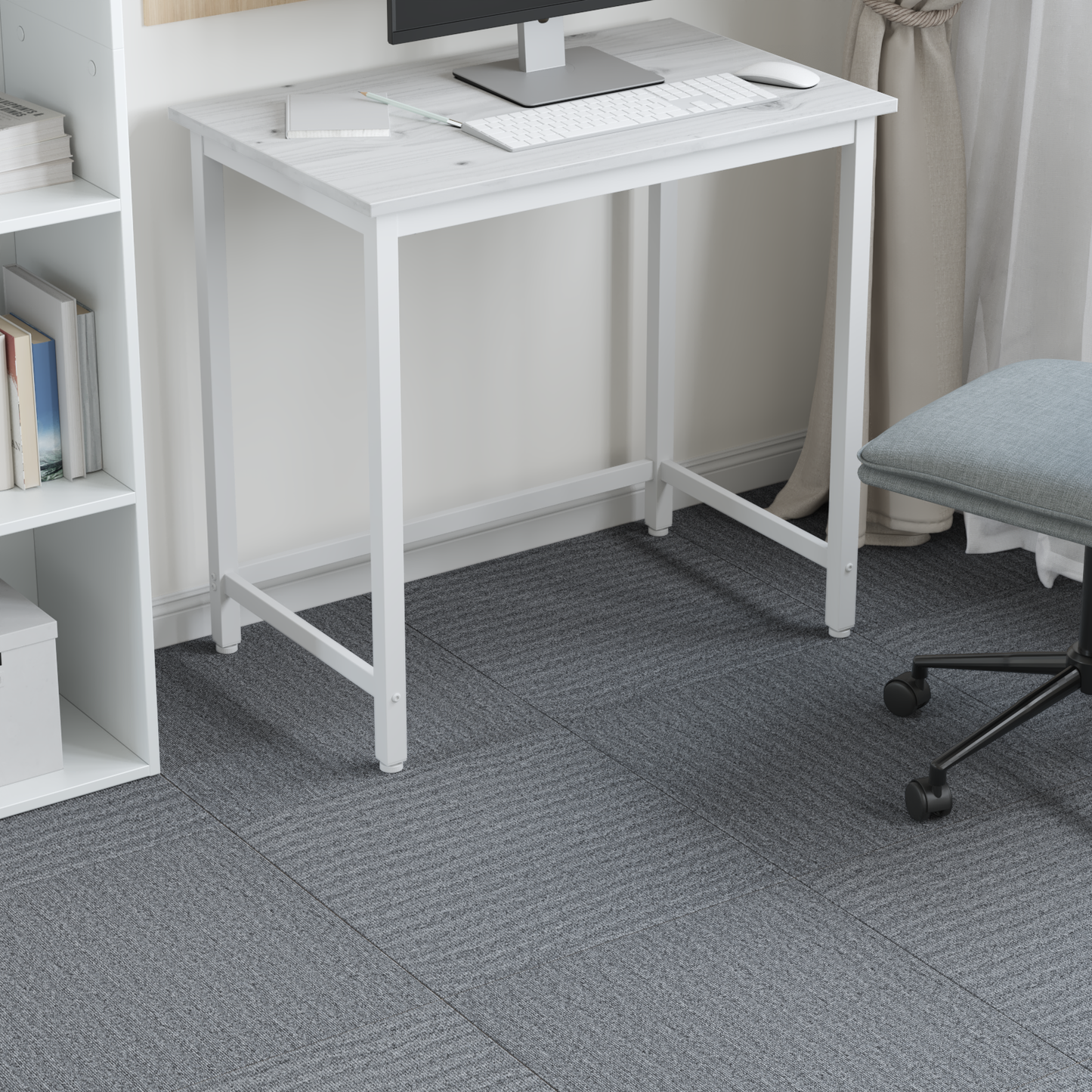 Carpet Tile Light Grey 50 x 50 cm 4 pcs PP and Bitumen