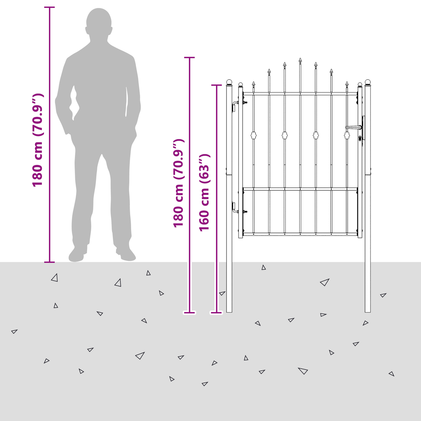 Fence Gate HORST 100 x 125 cm Metal Black Lockable