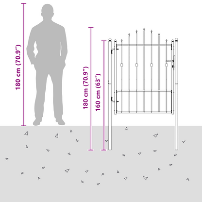 Fence Gate HORST 100 x 125 cm Metal Black Lockable