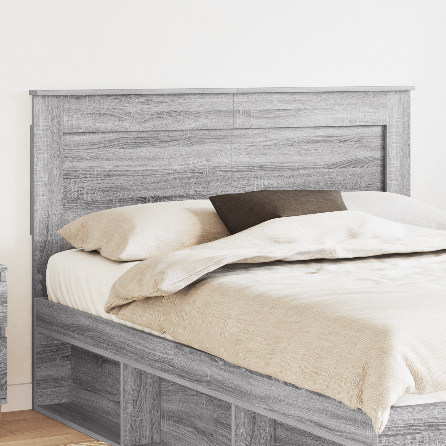 Headboard with Headboard Grey Sonoma 140 cm Engineered Wood
