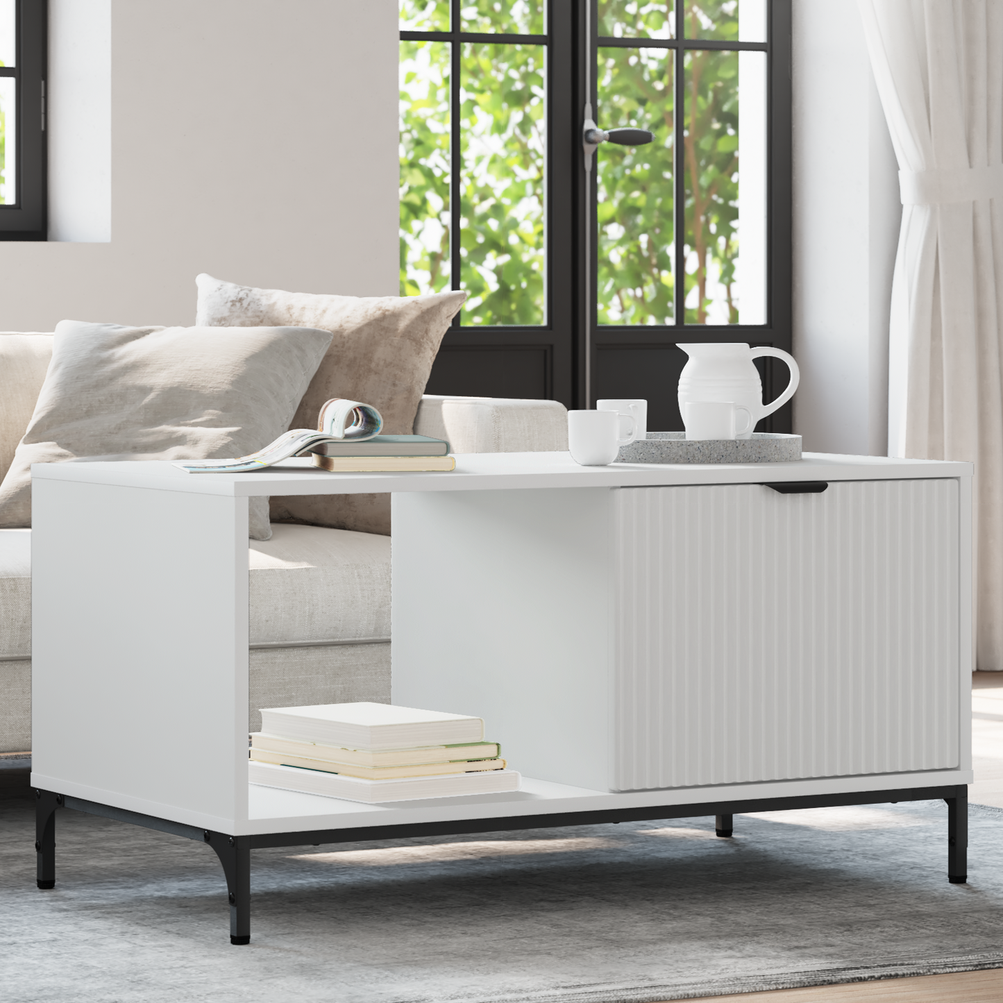 Coffee Table with Drawer White 90 x 49 x 46 cm Engineered Wood