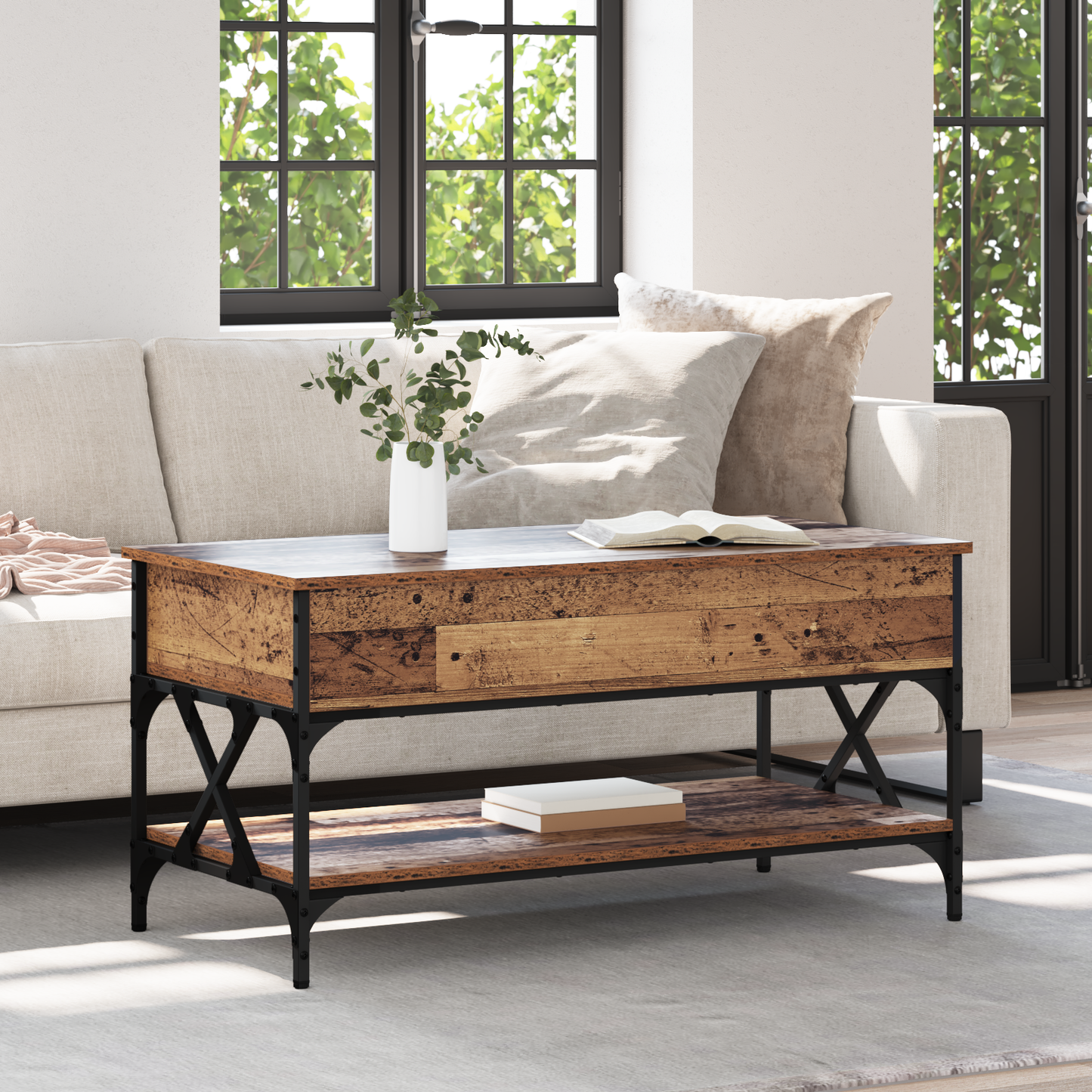 Coffee Table Old Wood 100 x 50 x 50 cm Engineered Wood