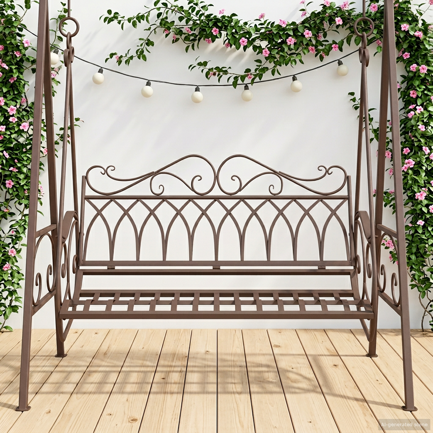 Swing Bench Steel 112 x 60 x 126.5 cm Antique Brown