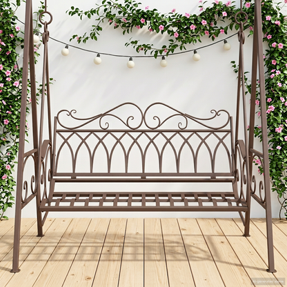 Swing Bench Steel 112 x 60 x 126.5 cm Antique Brown