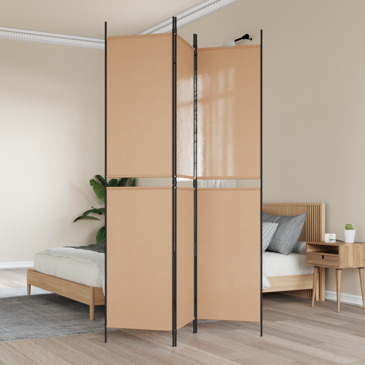 3-Panel Room Divider Beige 150 x 220 cm Fabric
