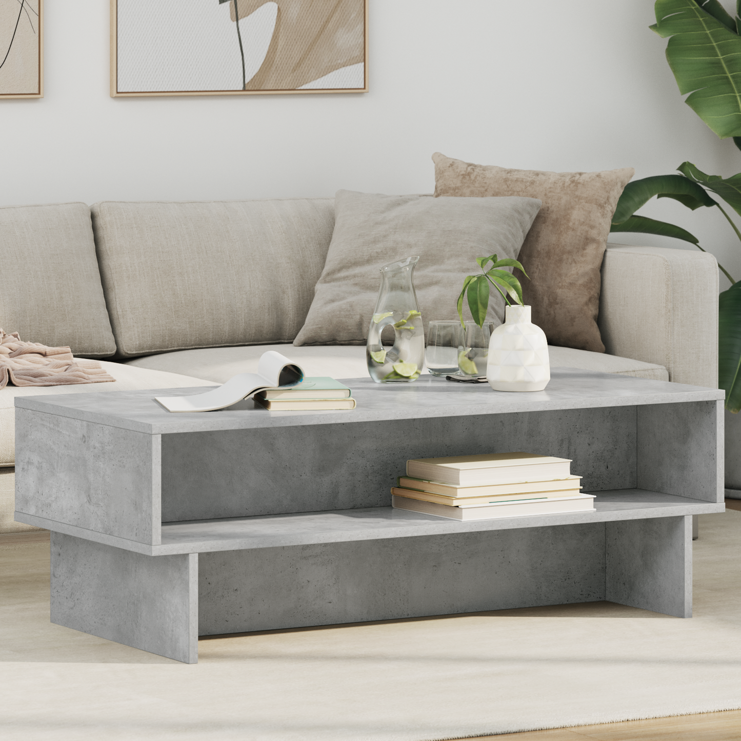 Coffee Table Concrete Grey 100 x 46 x 35 cm Engineered Wood