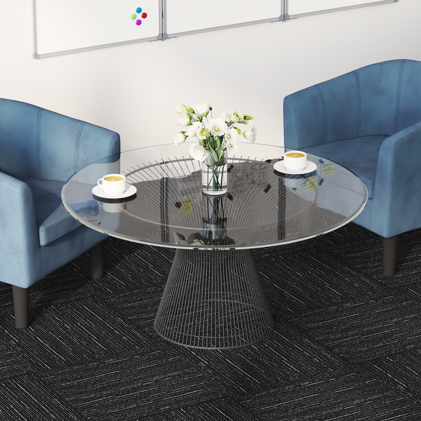 Carpet Tile Striped Black 50 x 50 cm 20 pcs PP and Bitumen