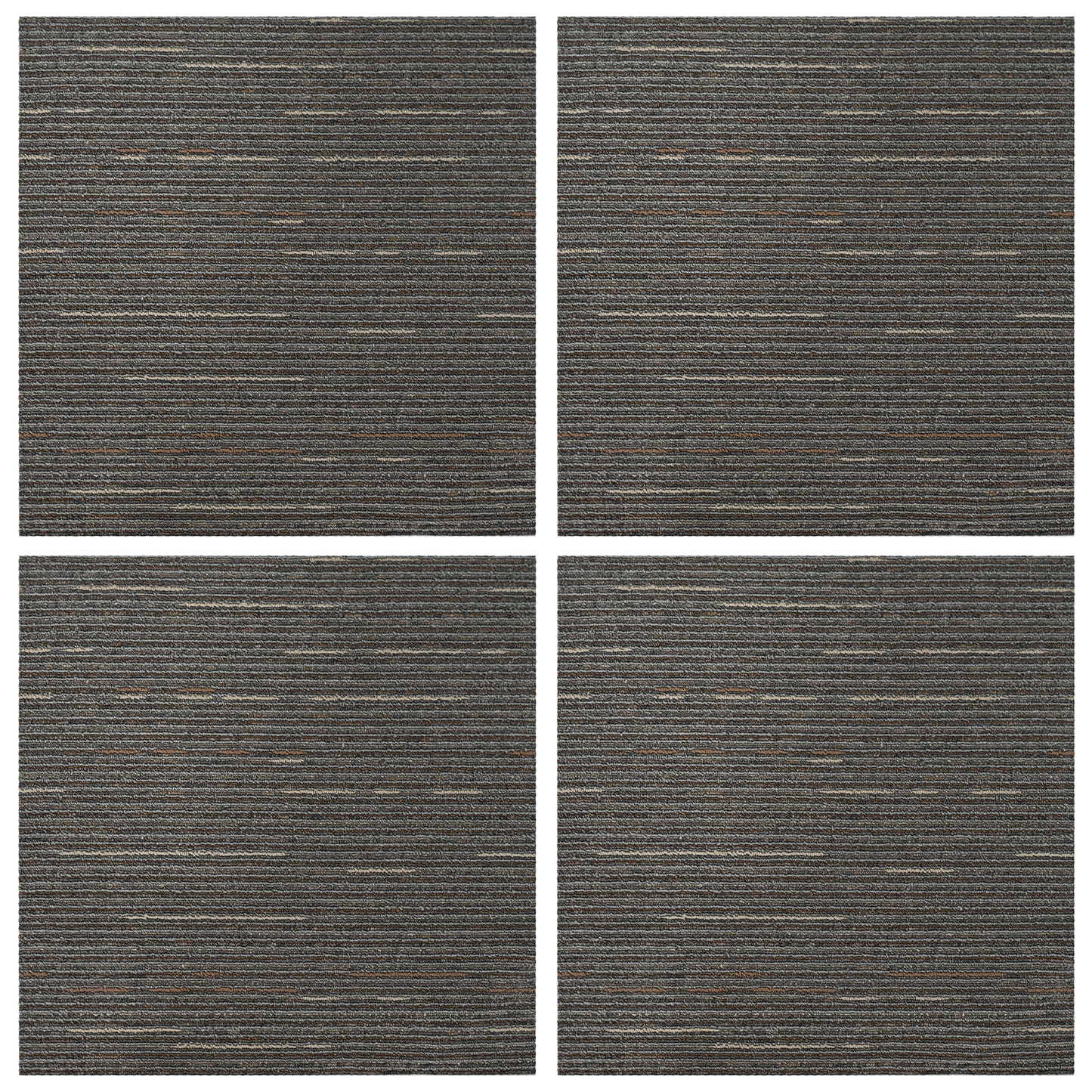 Carpet Tile Striped Dark Brown 50 x 50 cm 4 pcs PP and Bitumen
