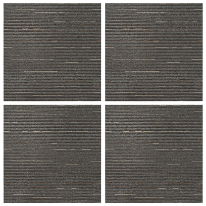 Carpet Tile Striped Dark Brown 50 x 50 cm 4 pcs PP and Bitumen