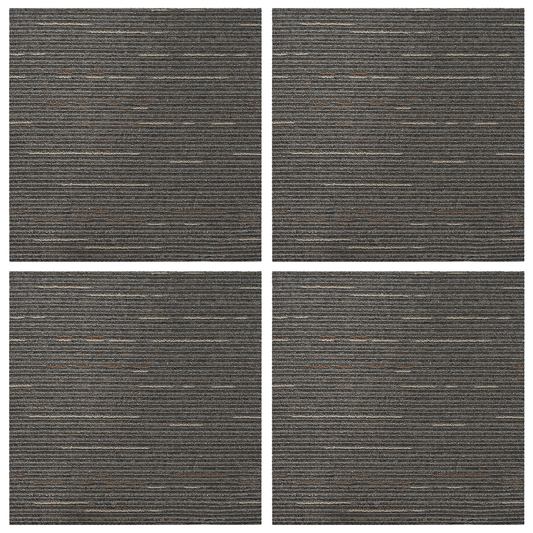 Carpet Tile Striped Dark Brown 50 x 50 cm 4 pcs PP and Bitumen