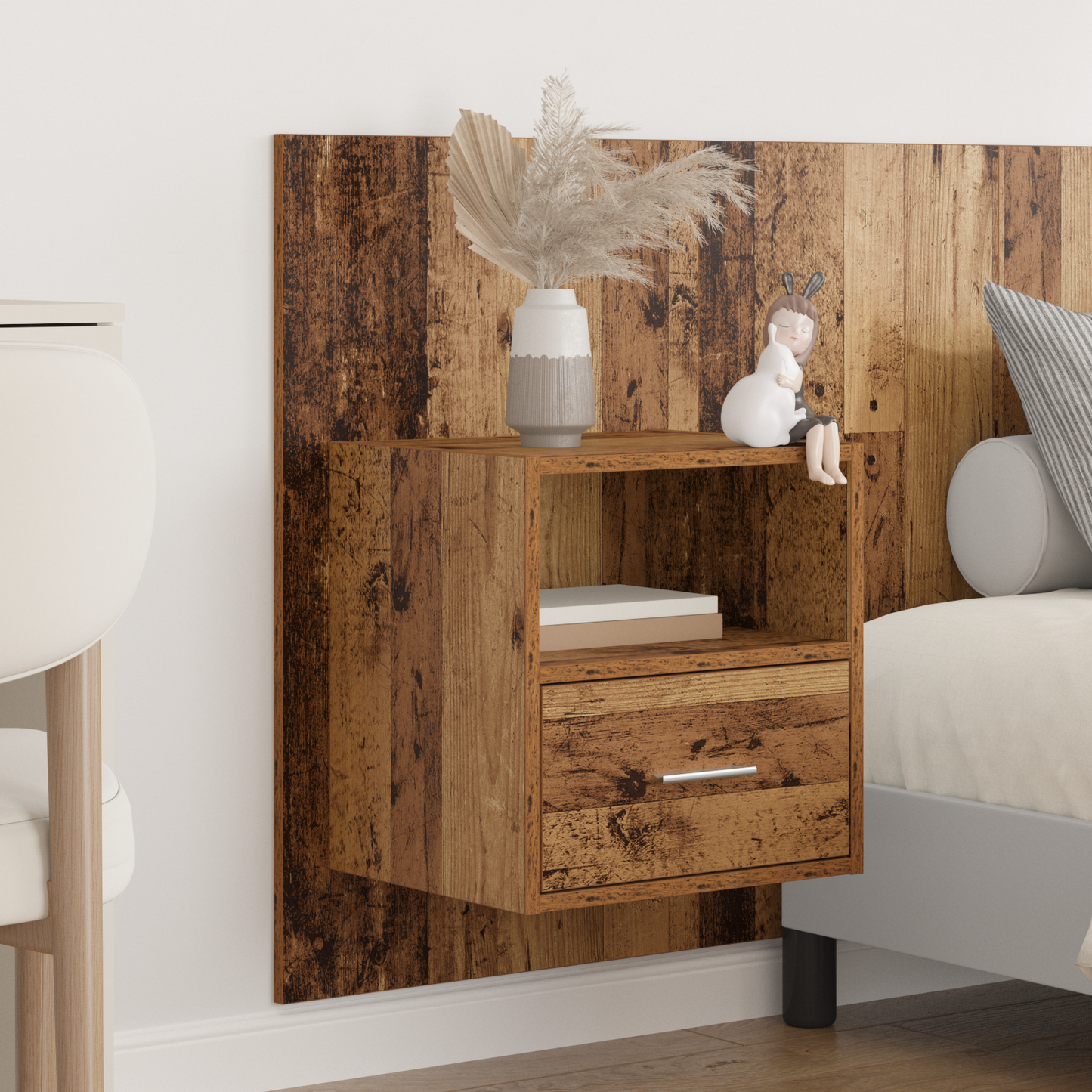Headboard with Cabinet 3 pcs Old Wood Engineered Wood