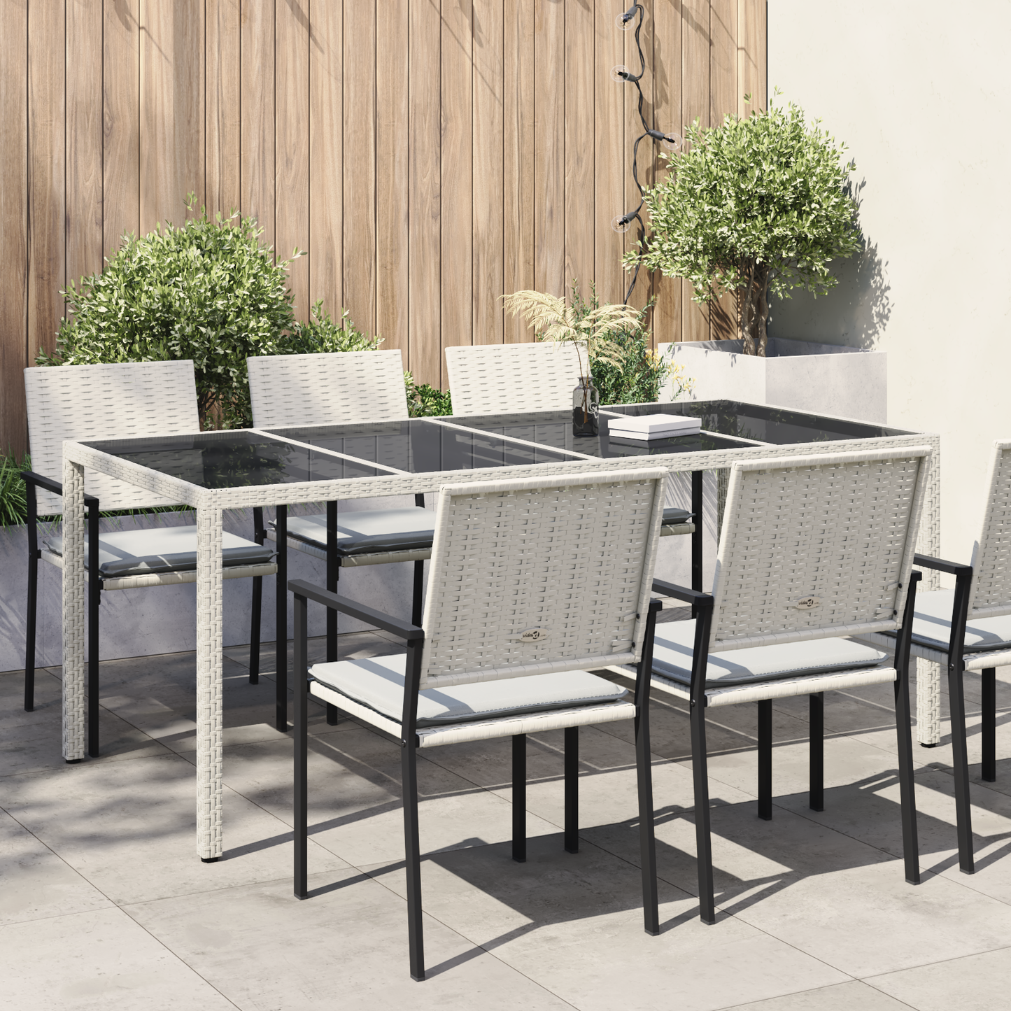 Garden Table White 190 x 90 x 75 cm Poly Rattan